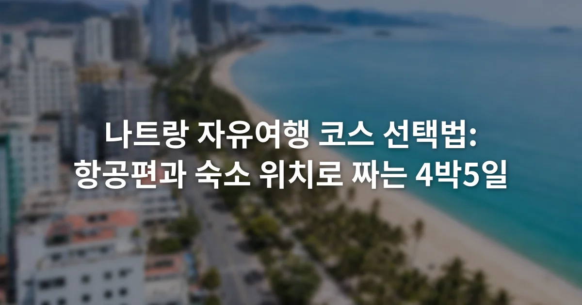 나트랑 해변 도로와 도심 숙박 구역을 함께 내려다본 풍경