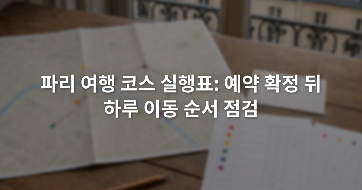파리 지도 옆에 숙소 주소와 입장 예약표를 펼쳐 놓은 장면