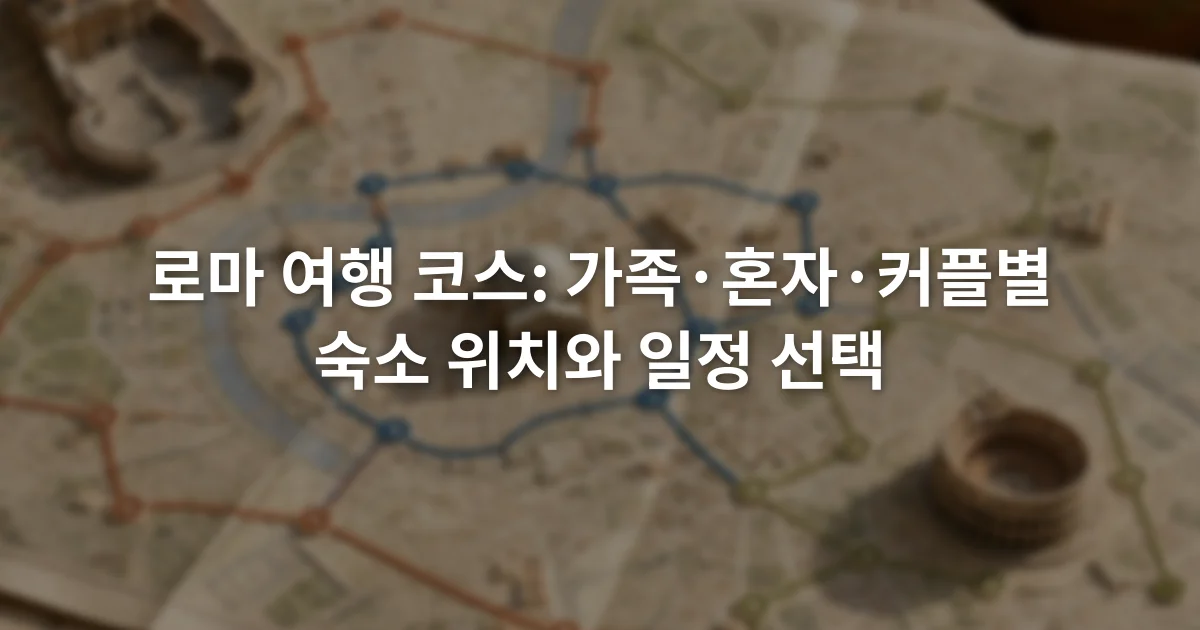 로마 지도 위에 바티칸과 콜로세움, 역사 지구의 날짜별 이동선을 표시한 일정표