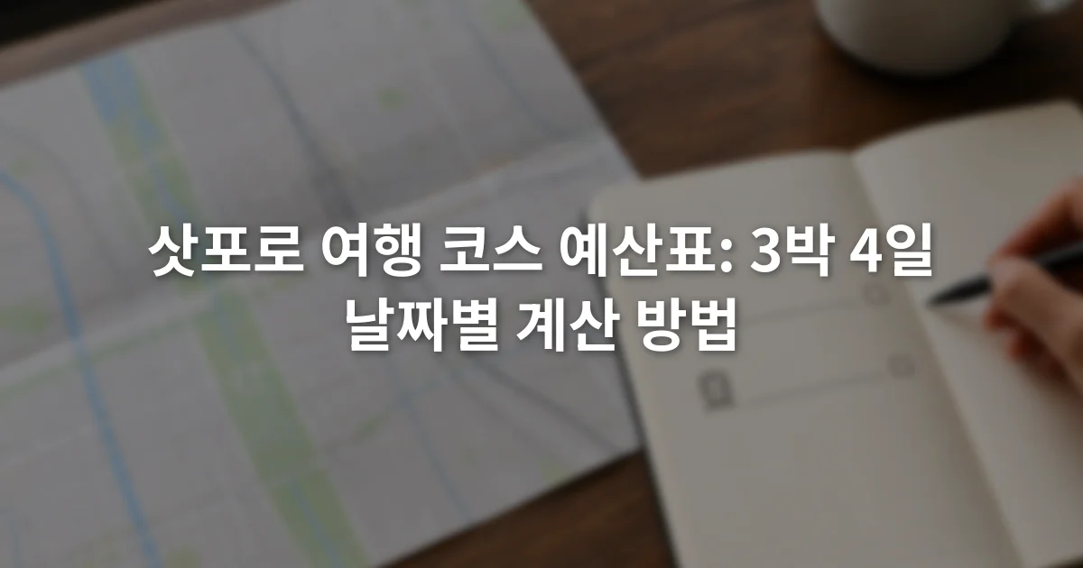 삿포로 지도 옆 노트에 숙박비와 교통비 항목을 적는 장면