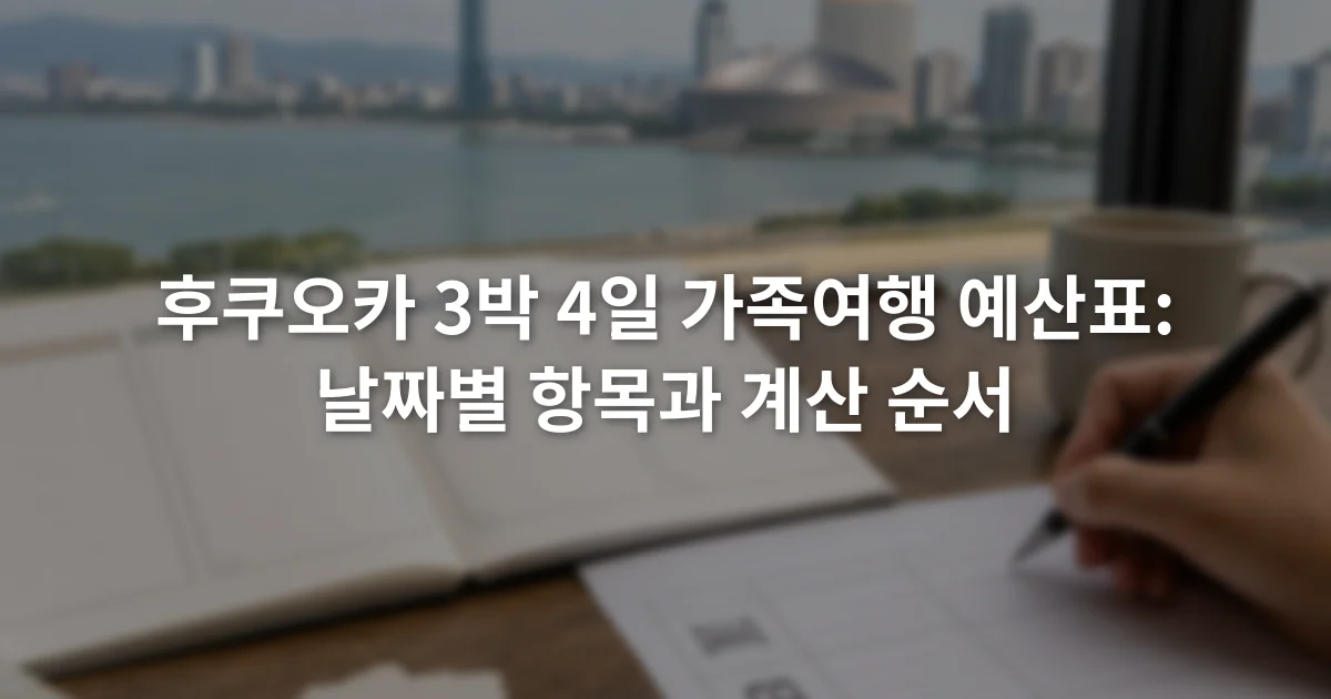 후쿠오카 가족여행 일정표 옆에 숙박비와 교통비 항목을 적는 장면