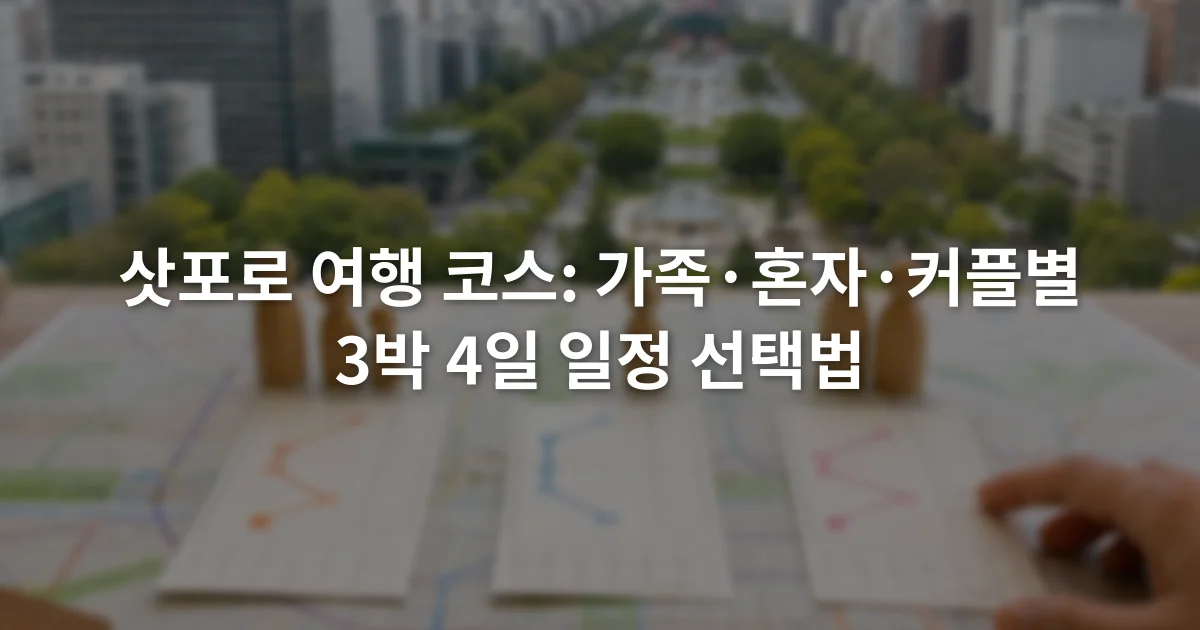 삿포로 시내 지도를 펼쳐 놓고 가족·혼자·커플 일정표를 비교하는 장면