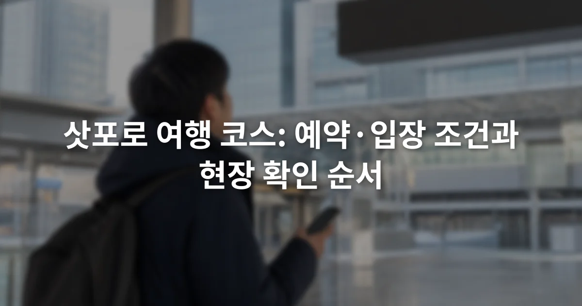 삿포로 여행 코스: 예약·입장 조건과 현장 확인 순서 1 삿포로역 앞에서 휴대전화의 예약 화면과 열차 안내판을 함께 확인하는 여행자